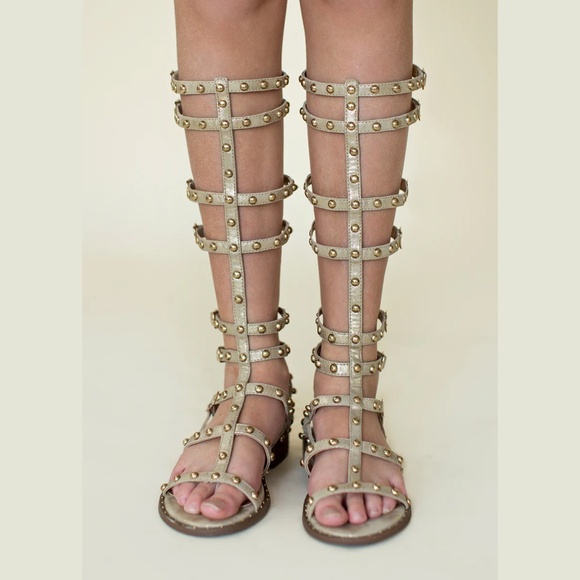 ‼️SOLD OUT‼️Joyfolie Ceylon Studded Gladiator Gold/Tan / Size Y5 - Picture 7 of 16